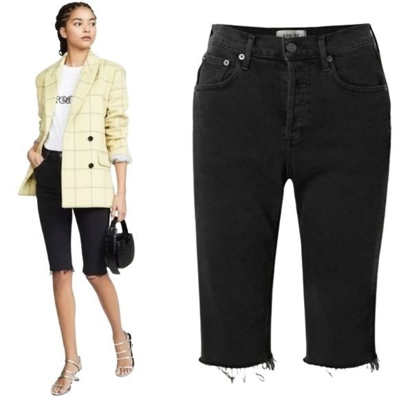 Agolde Pants - NEW AGOLDE Carrie Long Length Slim Short, Black - Women's 27 / 4